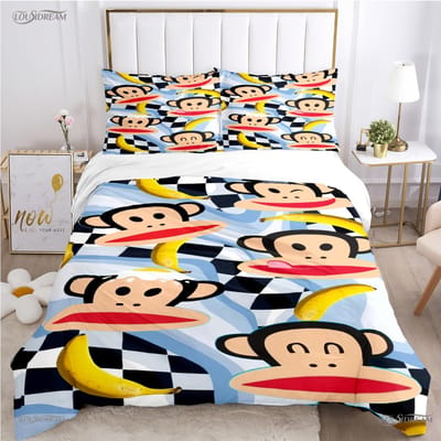 Schattige P-Paul F-Frank Cartoon Anime Dekbedovertrek Grappige Kawaii Beddengoed Set Zachte Dekbedhoes En Kussenslopen Enkel/Dubbel/Queen/King US Full(200*230cm)3pcs