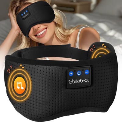 Draadloos Slaapmasker met Bluetooth, Ingebouwde Speakers en Microfoon voor Ontspanning, Yoga en Meditatie, Ademend en Wasbaar voor Diepe Slaap en Reizen