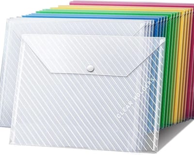 Documentenmap-documentenmap a4-aktetas-50 stuks plastic enveloppen map ordner - A4 briefformaat bankbiljet papier houder kleur enveloppen - met drukknoop map documententas - voor school kantoor - kleur