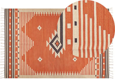 GAVAR - Kelim vloerkleed - Oranje - 200 x 300 cm - Katoen