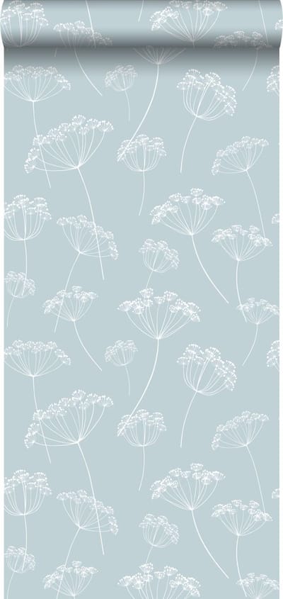 Walls4You behang bloemmotief babyblauw - 935321 - 0,53 x 10,05 m