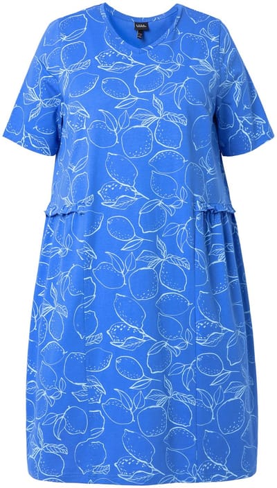 Ulla Popken - Dames - Midi-jurken - Pauwenblauw - Maat 42+