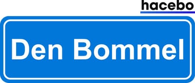 Hacebo - Plaatsnaam Sticker - 29x10 CM - Den Bommel sticker - Verkeersborden sticker - grappige cadeaus - Den Bommel