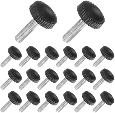 Knop met Knurled Grip, M4 x 20mm Draad, Zwarte Ronde Klemmoer voor Machines, 20 Stuks voor Precisie en Bevestiging