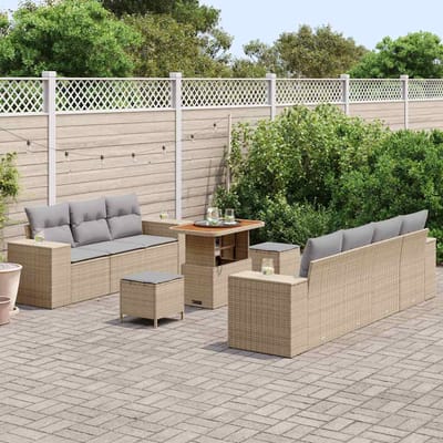 vidaXL - Tuinbank - Set - 10 - st - 9-Aantal - zitplaatsen - Beige - en - Lichtgrijs
