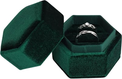 Elegante Hexagonale Ringenbox van Velvet voor Trouwringen, Verlovingen en Ceremonies - Twee Slots voor Sieraden