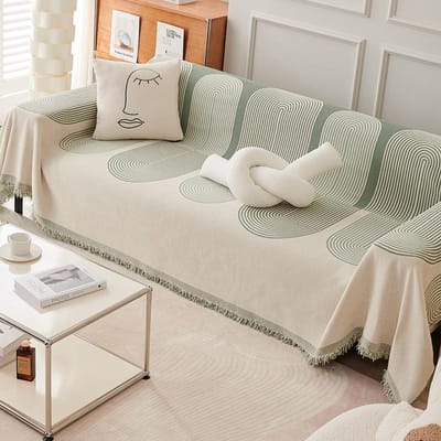 Sofaovertrek in Scandinavische Ins-stijl, Stof, Volledige hoes, Chenille, Alle seizoenen, Anti-kras voor katten, Sofaovertrek, Volledige hoes 180*130cm