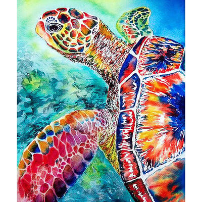 5D Doe-het-zelf Diamant Schilderen Gekleurde Schildpadden Kruissteek Borduurwerk Handgemaakte Dier Sticker Huisdecoratie 20X30CM blue
