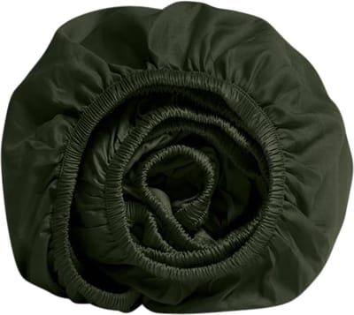 Yumeko hoeslaken katoensatijn dark olive 140x200x30 - Bio, eco & fairtrade