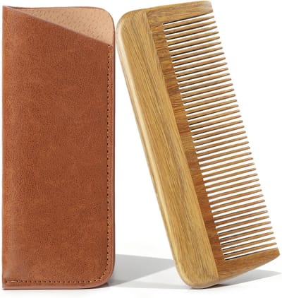 Houten Kam - Sandalwood Kam - Haar Styling - 100% Natuurlijk - Pocket Formaat - Groen