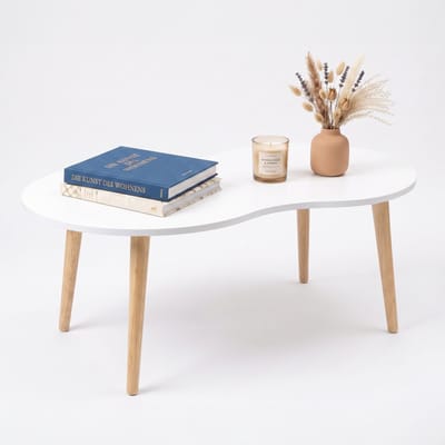 VCM Couchtisch, Beistelltisch im Retro-Design, 90 x 50 cm, Wohnzimmertisch mit organischer Tischplatte - Barilo