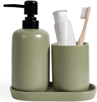 Complete Badkamer Accessoire Set in Groen - Handdoekhouder, Zeepdispenser en Toiletborstelhouder