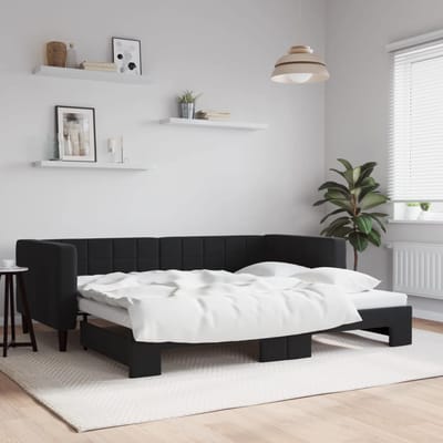 vidaXL - Slaapbank - met - onderschuifbed - 90x190 - cm - fluweel - zwart