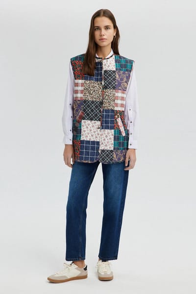 Touché Privé - Dunne doorgestikte patchwork gilet - Meerkleurig - Dames