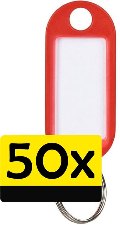 Sleutellabels Label Sleutel Sleutelhanger Gekleurde Bagagelabel Sleutelhanger Reislabel - Rood - 50 Stuks