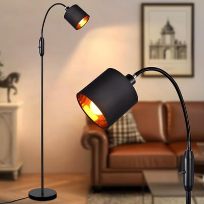 Glitzerlife - Booglamp - Vintage Modern Boho Design Zwart Metaal & Stof - 360° Draaibaar E14 Fitting Met Tuimelschakelaar - Zonder Lichtbron voor Woonkamer Slaapkamer