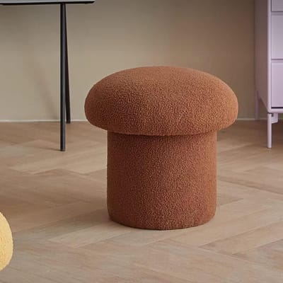 Ronde Kruk - Voetenbank - Ontspannen Zitten - Massief Houten Basis - Klein - Bruin