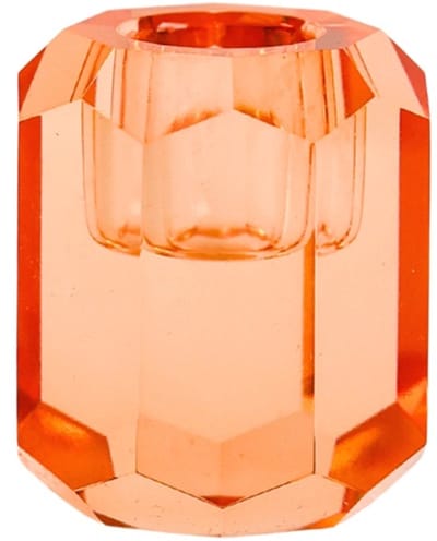Aifcandles Kandelaar Crystal – Glas – Orange – Oranje– Ø2,2 cm – Geschikt voor dinerkaarsen & LED kaarsen