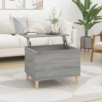 vidaXL - Salontafel - 60x44,5x45 - cm - bewerkt - hout - grijs - sonoma - eikenkleurig