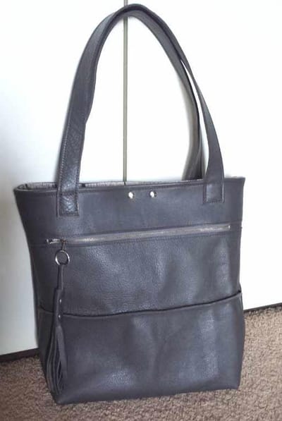Toetie & Zo Handgemaakte leren Tas Grijs, Shopper, boodschappentas, laptoptas