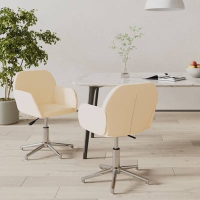 vidaXL - Eetkamerstoelen - 2 - st - draaibaar - stof - crèmekleurig