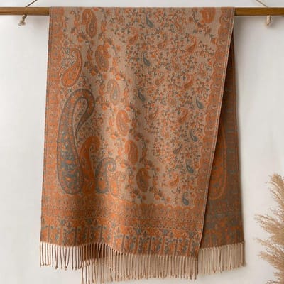 Winter Warm Kasjmier Dames Paisley Jacquard Sjaal Reis Bohemia Stijl Verdikken Kwast Sjaal Hijab Wikkel Pashmina Bloemen 65x200cm brown