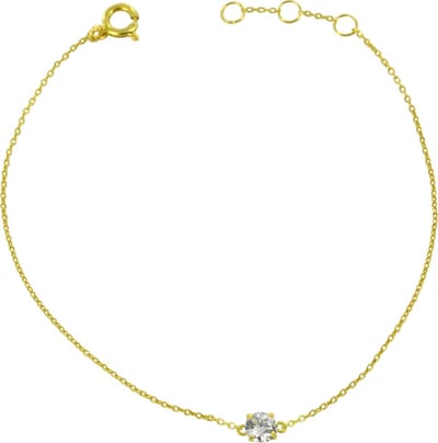 New Bling 9NBSAM-G190735 Gouden Armband - Dames - Zirkonia - 4 mm Doorsnee - Ankerschakel - 16 + 1 + 1 cm - 14 Karaat - Goud