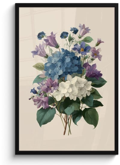 Poster in lijst - Fotolijst 60x90 cm - Posters - Bloemen - Gedetailleerd - Rust - Realistisch - Posterlijst zwart - Decoratie - Wanddecoratie woonkamer - Muurdecoratie slaapkamer