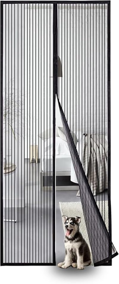 Thijox - Vliegengaas Balkondeur - Magnetisch Insectenwerend Net - Eenvoudige Klittenbandmontage - Zwart - 90 x 200 cm - Perfect voor Balkon en Terras