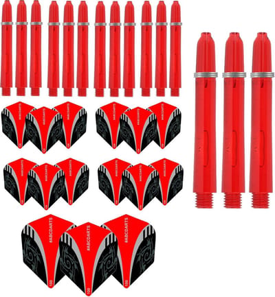 ABCDarts - Dart Flights En Dart Shafts - Tribal Edgeglow - Short Rood - 5 sets
