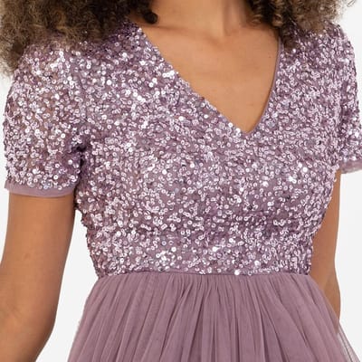 Elegante Pailletten Midi Jurk Dames - Geschikt voor Bruiloft Gast, Gala of Feest