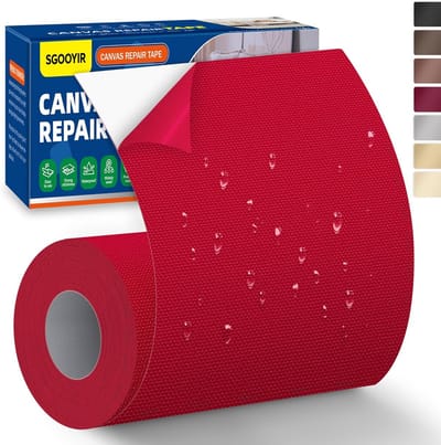 Textiel Reparatiedoek - Stofplakkers - Meubels Herstellen - Waterdicht en Zelfklevend - 10 x 200 cm - Rood