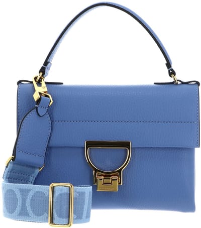 COCCINELLE Leren Handtas Schoudertas Arlettis Signature Handbag Grained Leather Azul Blauw