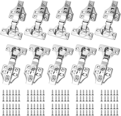 Dailygoods - 10 Scharnieren voor Kastdeuren met Softclose Hoekstop, 110 Graden Openingshoek, Keuken- en Meubelscharnieren, Cup-Scharnier met Hoekstop, Praktische Set voor Kast- en Keukendeuren