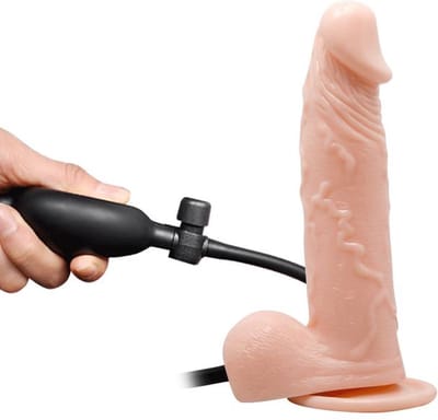 Baile BW-008067AQ - Opblaasbare Dildo - Vibrerend - 19.3 x 4.3cm - Flesh