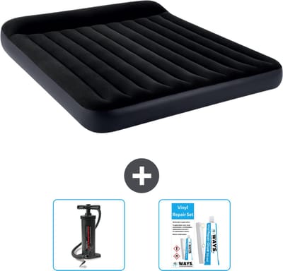 Intex Luchtbed - 2-Persoons - 183 x 203 x 25 cm - Donkerblauw - Inclusief Pomp en Reparatieset