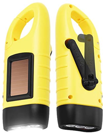 LED Zaklamp met Dynamo en Zonnepaneel - 2 Stuks