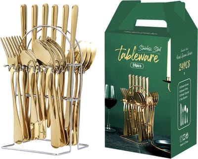 Winkrs | Bestekset Goud | 24 stuks | Messen, Lepels, Vorken, Tafelbestek