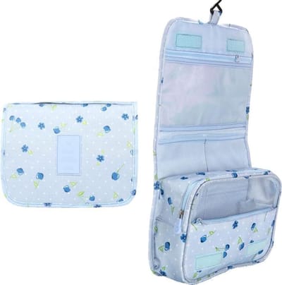 Fako Fashion - Reis Toilettas Met Ophang Haak - Make-up Travel Bag - Organizer Voor Toiletartikelen - Reisartikelen - Travel Bag - Ophangbare Toilettas - Kersen Lichtblauw