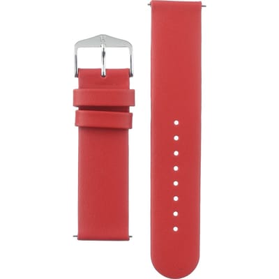HIRSCH Scandic Horlogebandje - Italiaans kalfsleer, 20 mm Breedte bevestiging, rood - glanzend zilver Sluit, past op Garmin, Samsung Galaxy Watch, Polar Ignite, Huawei Watch