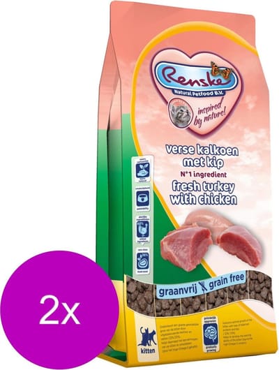 Renske Kitten Verse Kalkoen&Kip - Kattenvoer - 2 x 6 kg