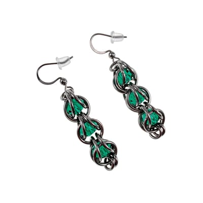 esde2 Oorhangers Dames - RVS - Haakoorbellen met Groene Kristal – 53mm – Handgemaakt