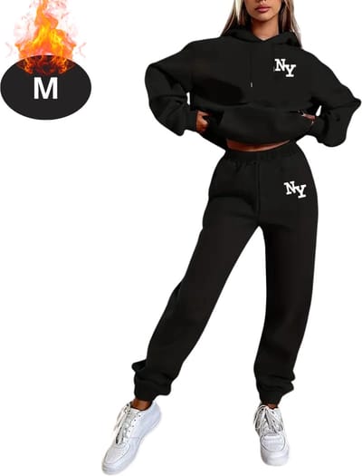 Nivard Joggingpak - Huispak - Volwassenen - Trainingspak - Comfortabel - Joggingsbroek - Tracksuit - Dames - Winter - Zwart - M