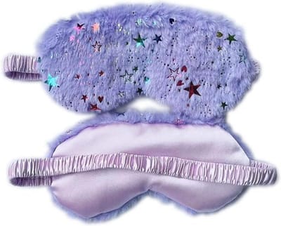 Schattig pluizig oogmasker voor slapen en reizen - ademende oogbedekking - paarse ster - kinderen volwassenen