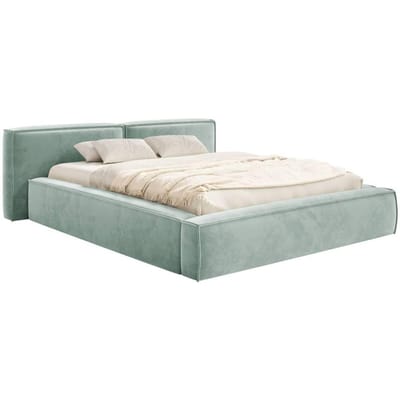SELSEY Opbergbed 180x200 cm – met lattenbodem – velours – saliegroen – TILVES LOW