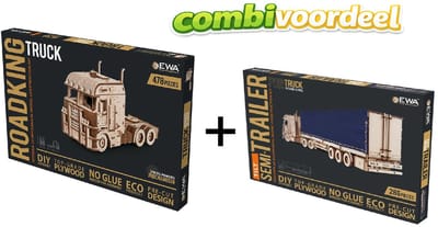 Combivoordeel Eco-Wood-Art 3D modelbouw Truck “Road King” met trailer Truck "Road King"