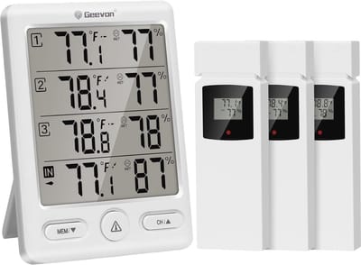 Draadloze thermometer en hygrometer met 3 externe sensoren voor binnen en buiten