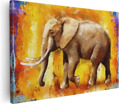 Artaza Canvas Schilderij Olifant Abstract - 30x20 cm - Klein - Muurdecoratie Dieren - Wanddecoratie Woonkamer - Kamer Accessoires