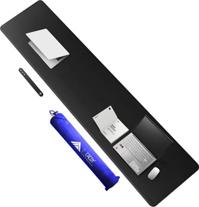 Bureauonderlegger XXL - Bureau mat - Werkplek organiseren - Waterdicht PU leer - 190x50 cm - Zwart