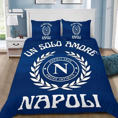 Ensemble de Literie Housse de Lit Napoli, Housse Logo Club de Football SSC Ensemble Moderne Imprimé 2/3 Pièces 1 Housse de Lit, Cadeaux d'Anniversaire 100x135cm